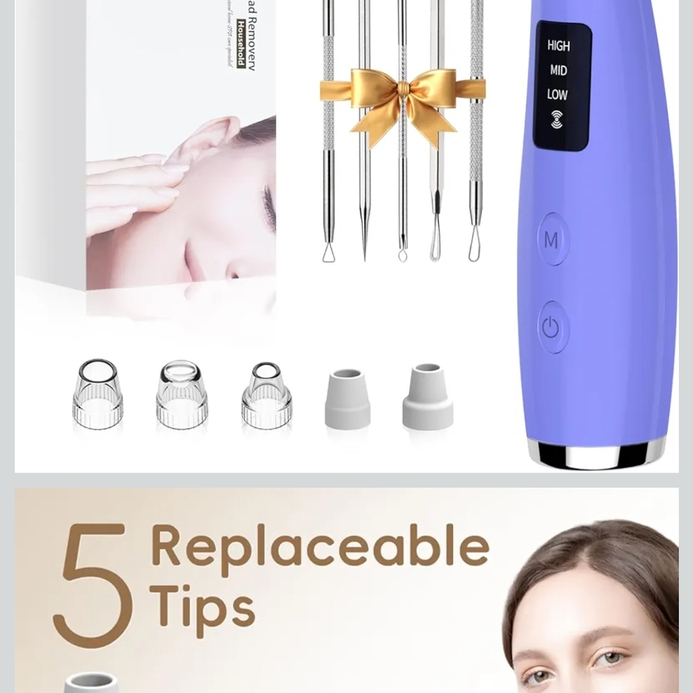 Electric Pore Cleaner with Replaceable Tips - Purple